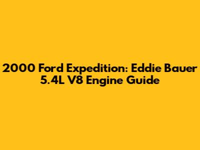 2000 Ford Expedition: Eddie Bauer 5.4L V8 Engine Guide