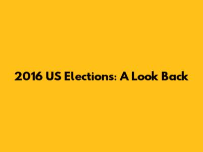 2016 US Elections: A Look Back