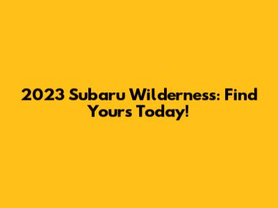 2023 Subaru Wilderness: Find Yours Today!