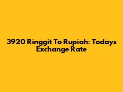 3920 Ringgit To Rupiah: Today's Exchange Rate