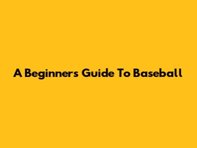 A Beginner's Guide To Baseball