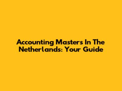 Accounting Masters In The Netherlands: Your Guide