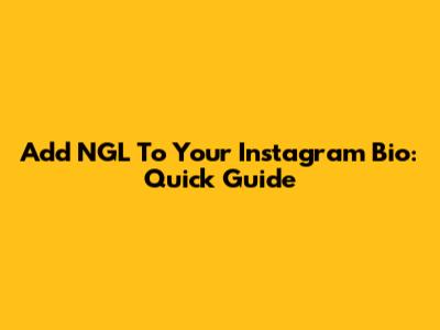 Add NGL To Your Instagram Bio: Quick Guide