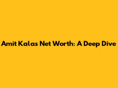 Amit Kala's Net Worth: A Deep Dive