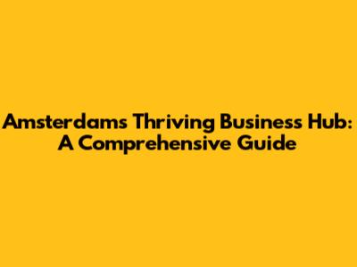 Amsterdam's Thriving Business Hub: A Comprehensive Guide