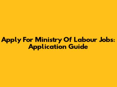 Apply For Ministry Of Labour Jobs: Application Guide