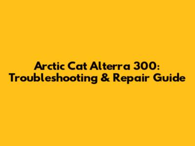 Arctic Cat Alterra 300: Troubleshooting & Repair Guide