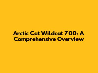 Arctic Cat Wildcat 700: A Comprehensive Overview