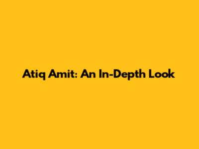 Atiq Amit: An In-Depth Look