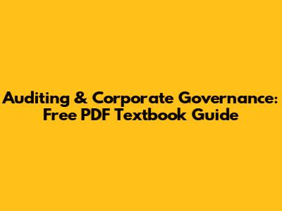 Auditing & Corporate Governance: Free PDF Textbook Guide
