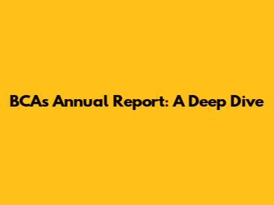 BCA's Annual Report: A Deep Dive