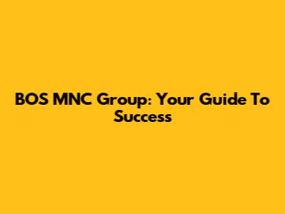BOS MNC Group: Your Guide To Success