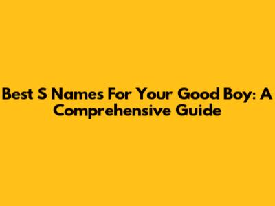 Best 'S' Names For Your Good Boy: A Comprehensive Guide