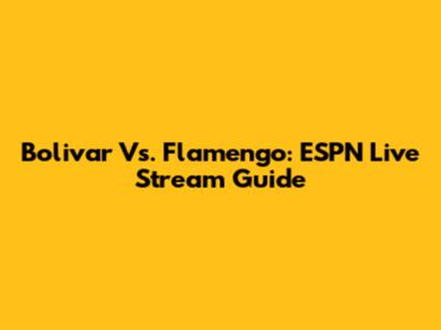 Bolivar Vs. Flamengo: ESPN Live Stream Guide