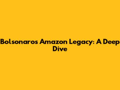 Bolsonaro's Amazon Legacy: A Deep Dive