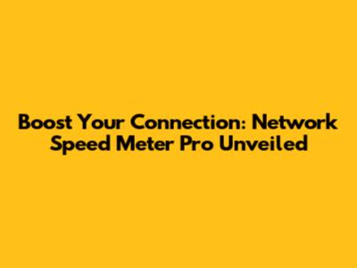 Boost Your Connection: Network Speed Meter Pro Unveiled