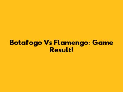 Botafogo Vs Flamengo: Game Result!