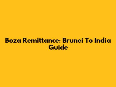 Boza Remittance: Brunei To India Guide