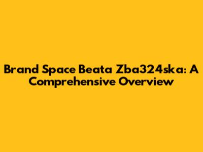 Brand Space Beata Zba324ska: A Comprehensive Overview