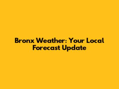 Bronx Weather: Your Local Forecast Update