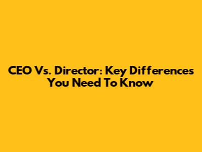 CEO Vs. Director: Key Differences You Need To Know