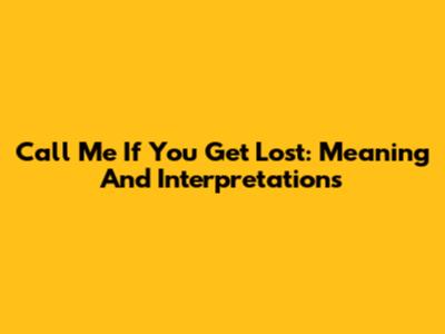 Call Me If You Get Lost: Meaning And Interpretations