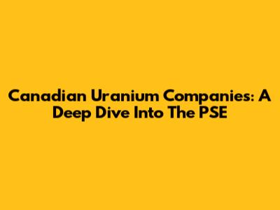 Canadian Uranium Companies: A Deep Dive Into The PSE