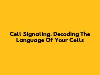 Cell Signaling: Decoding The Language Of Your Cells