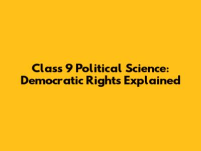 Class 9 Political Science: Democratic Rights Explained