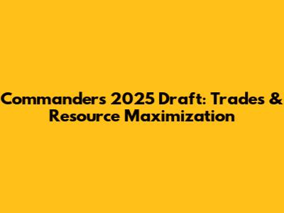 Commanders' 2025 Draft: Trades & Resource Maximization