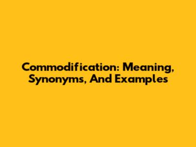Commodification: Meaning, Synonyms, And Examples
