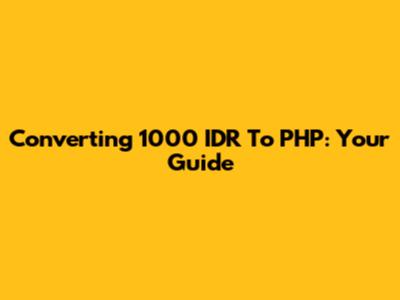 Converting 1000 IDR To PHP: Your Guide