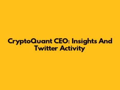 CryptoQuant CEO: Insights And Twitter Activity