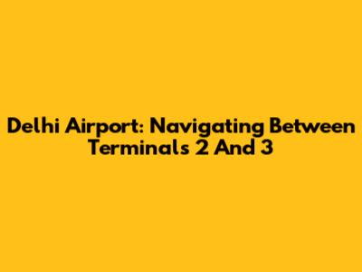Delhi Airport: Navigating Between Terminals 2 And 3