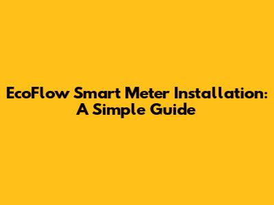 EcoFlow Smart Meter Installation: A Simple Guide