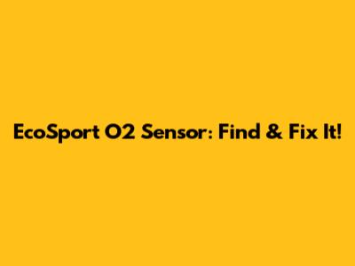 EcoSport O2 Sensor: Find & Fix It!
