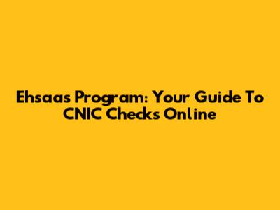 Ehsaas Program: Your Guide To CNIC Checks Online