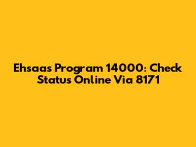 Ehsaas Program 14000: Check Status Online Via 8171
