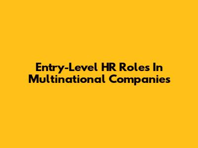 Entry-Level HR Roles In Multinational Companies