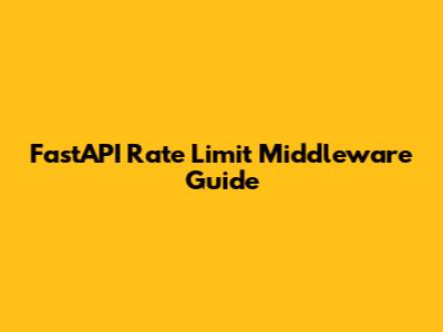 FastAPI Rate Limit Middleware Guide