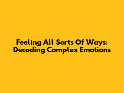 Feeling All Sorts Of Ways: Decoding Complex Emotions