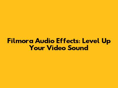 Filmora Audio Effects: Level Up Your Video Sound