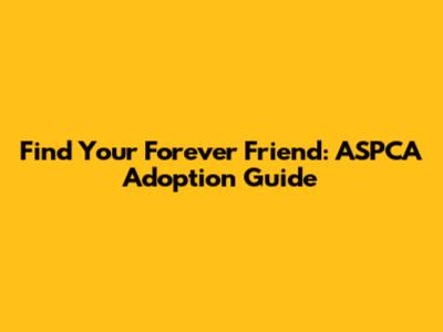 Find Your Forever Friend: ASPCA Adoption Guide