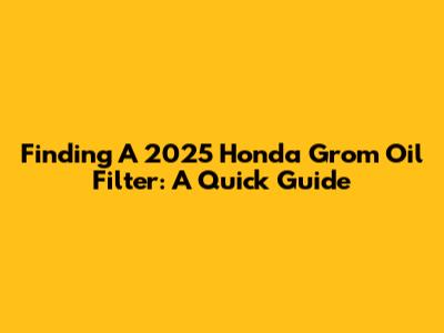 Finding A 2025 Honda Grom Oil Filter: A Quick Guide