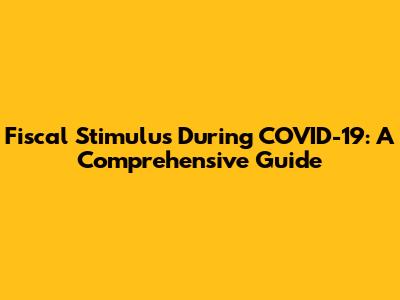 Fiscal Stimulus During COVID-19: A Comprehensive Guide