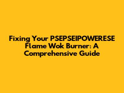 Fixing Your PSEPSEIPOWERESE Flame Wok Burner: A Comprehensive Guide