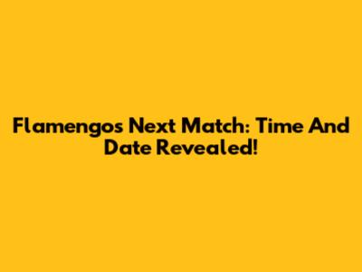 Flamengo's Next Match: Time And Date Revealed!
