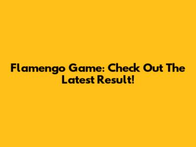Flamengo Game: Check Out The Latest Result!