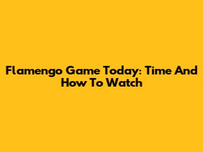 Flamengo Game Today: Time And How To Watch