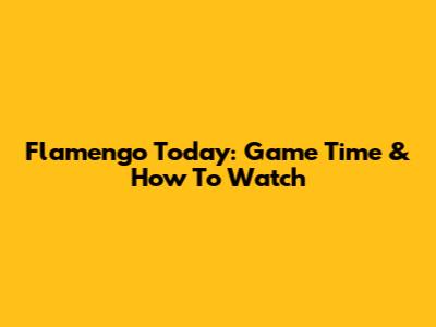 Flamengo Today: Game Time & How To Watch
